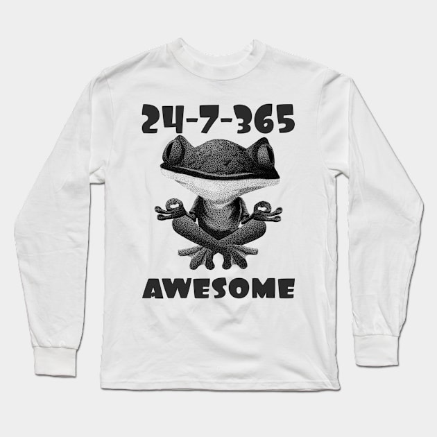 Cool Gray scale Frog, Awesome 24/7/365 Long Sleeve T-Shirt by VellArt